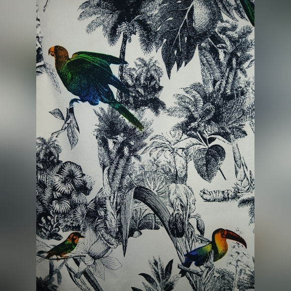 Catherine Malandrino women's size 2 tropical parrots toille print pencil skirt - Picture 3 of 9